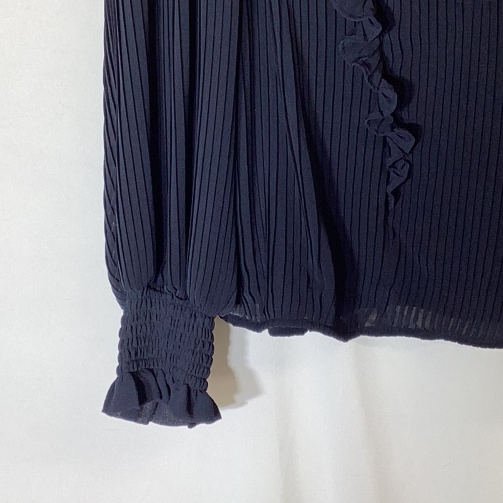 ANTHROPOLOGIE Pleated Ruffled Blouse Black Size XS - Picture 9 of 15